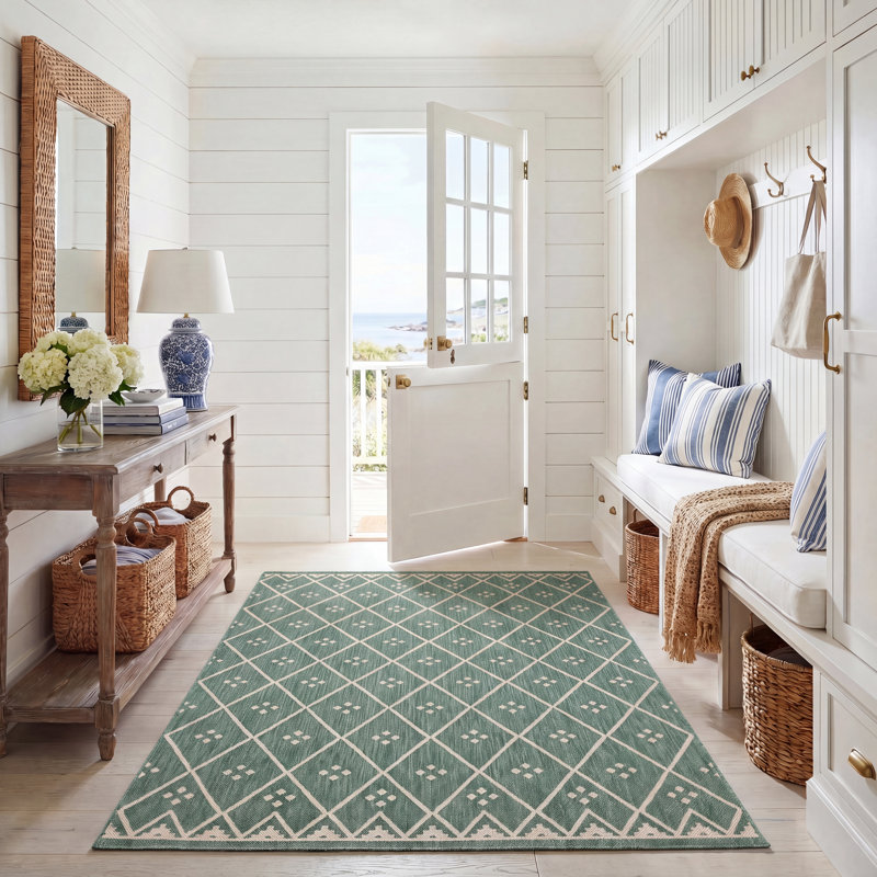 Courtyard Performance Geometric Indoor/Outdoor Area Rug, Rectangle 5'3" x 7'7"