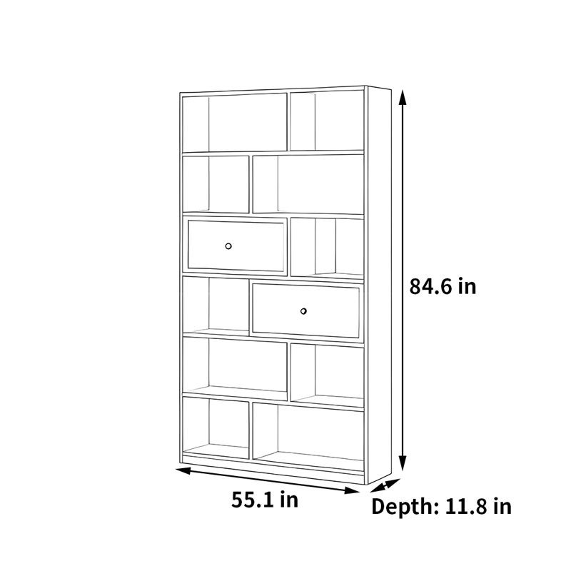 Patnaude, (6 Shelves) 84.6"H x 55.1"W x 11.8"D