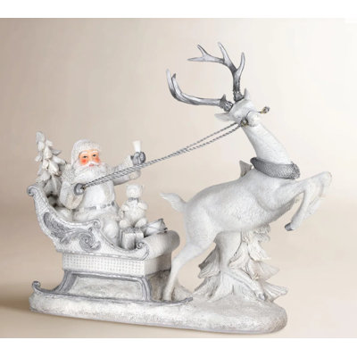 11" Resin Santa/on Sleigh (white Frost)