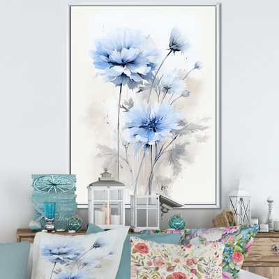 Minimal blanc et bleu sur fond bleu, impression sur toile