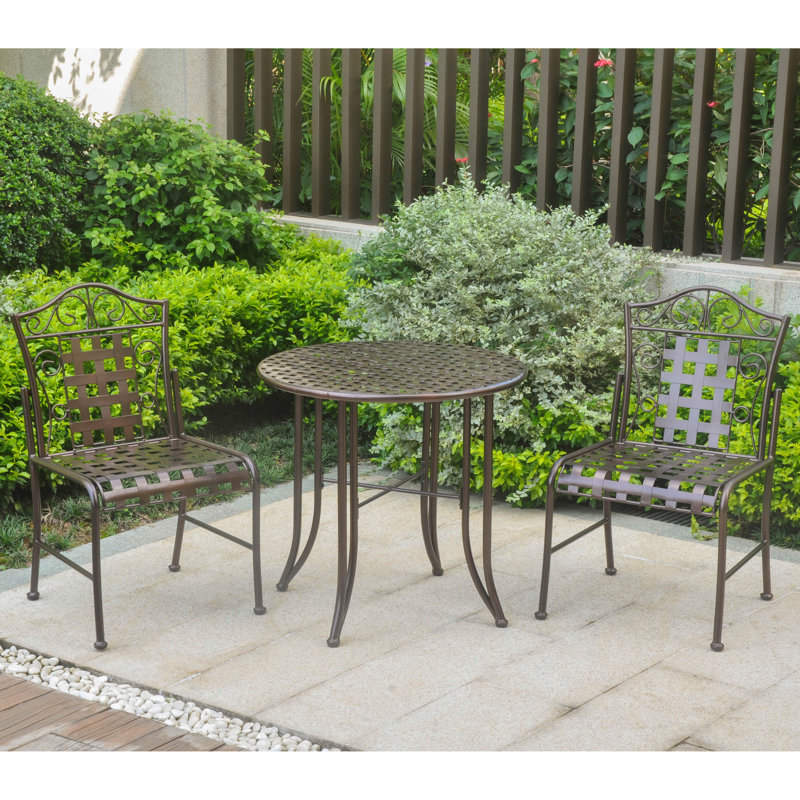 Apisan 2 - Person Patio Dining Set with Round Table, Bronze