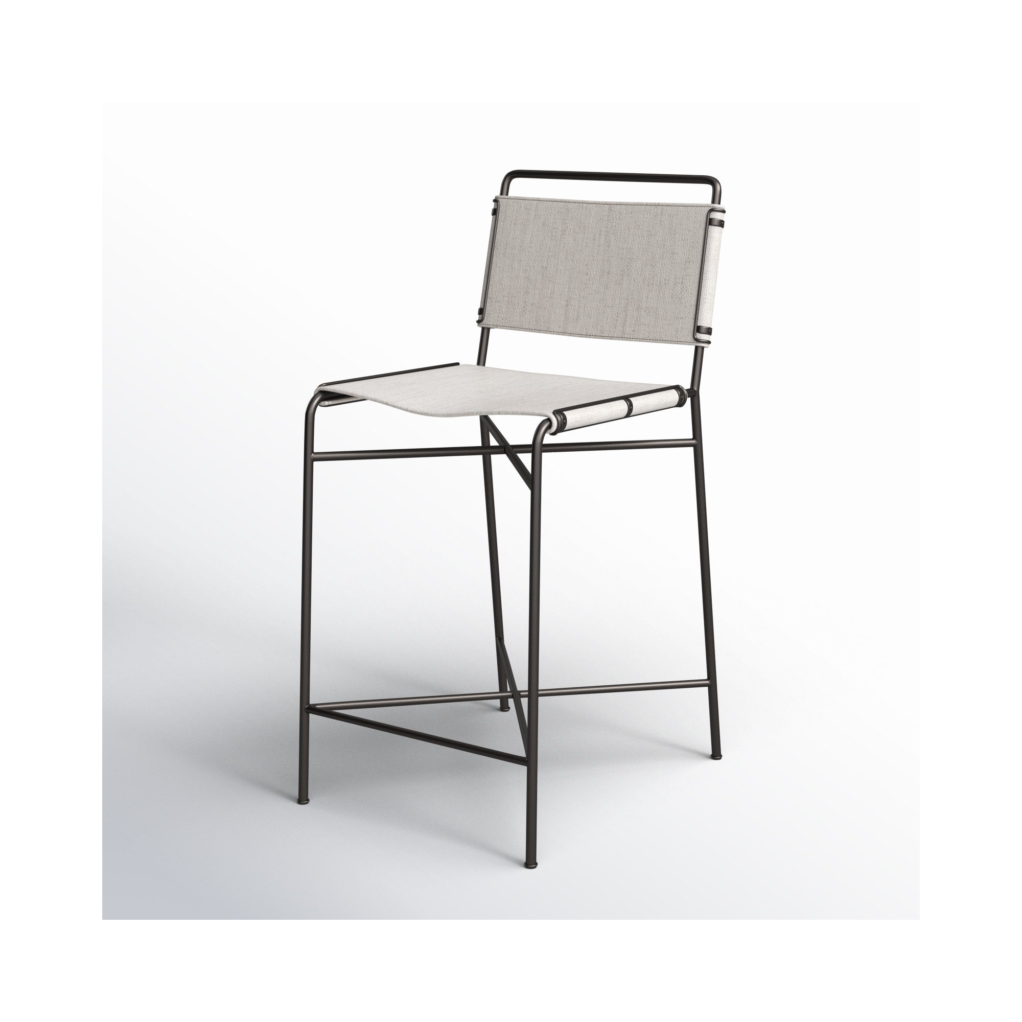 Kenza Counter Stool, Vegan Leather-Black, Black, Counter Stool (26” Seat Height)