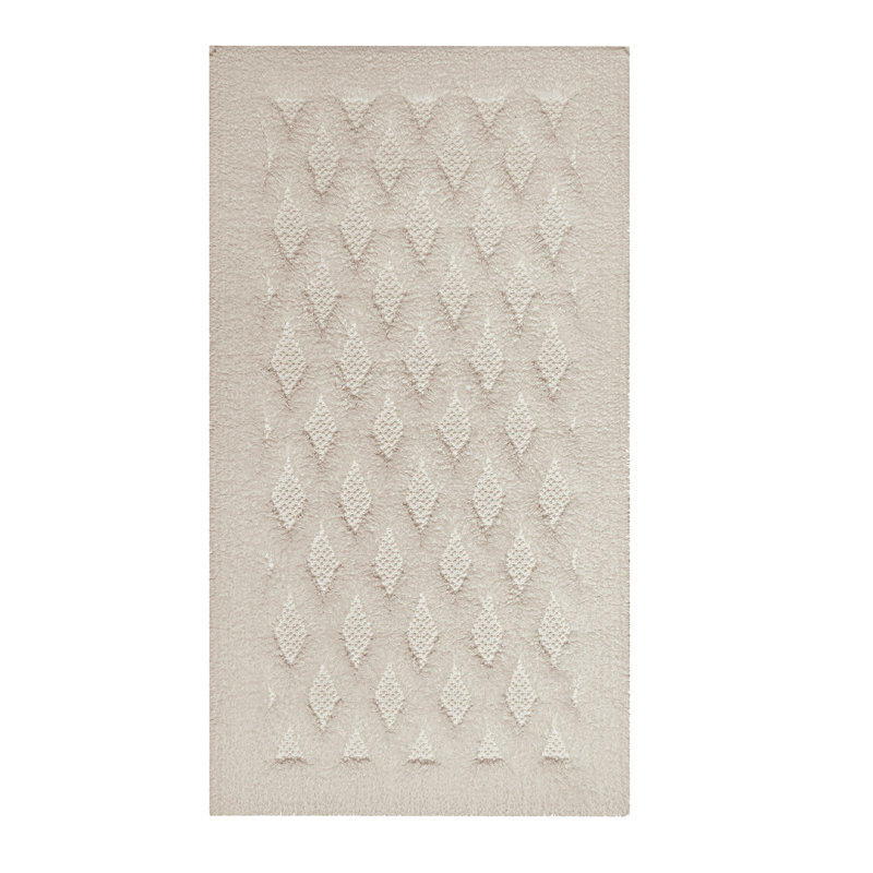 Diamante Geometric Bath Rug, 24" W x 39" L, White