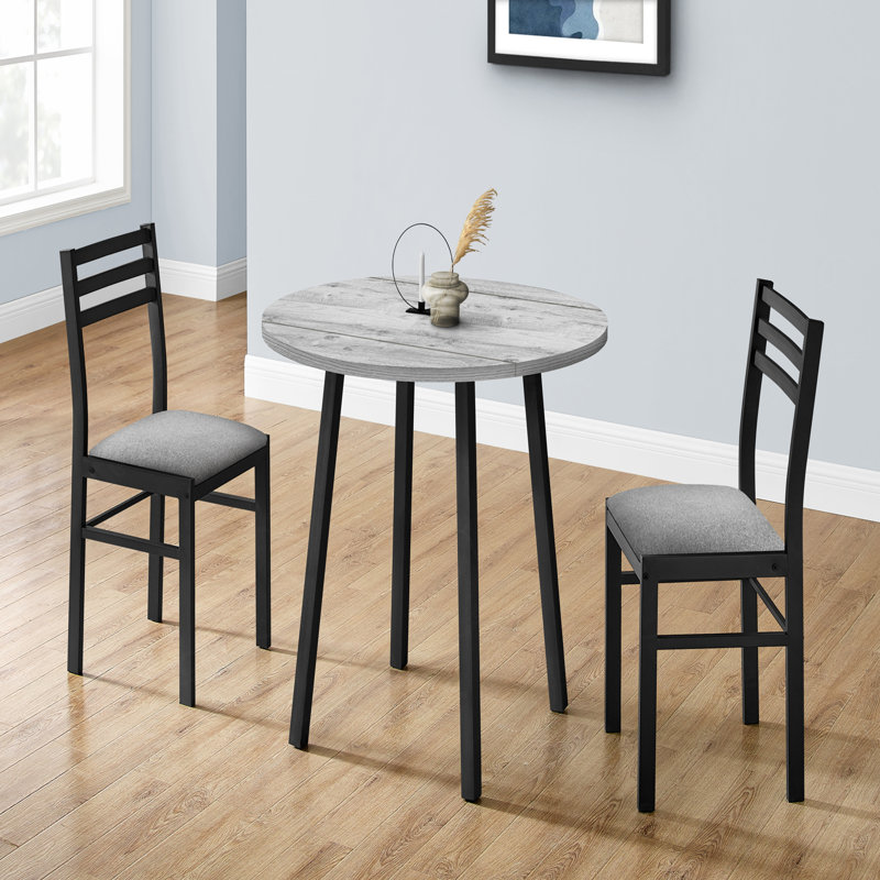 Ensemble de table de salle à manger, ensemble de 3 pièces, petit, abattant 35 po, cuisine, métal et stratifié, tissu, contemporain, moderne
