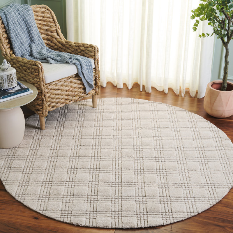 Genre Hand Loomed Performance Plaid Rug, Round 6'