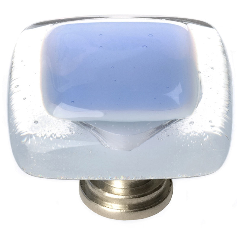  Poignée en verre 1 1 po, Chrome poli, Bleu-gris