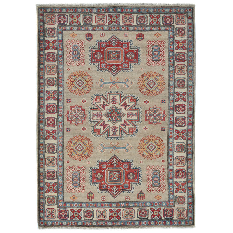 Tapis oriental beige unique en son genre 4 x 6 One-of-a-Kind