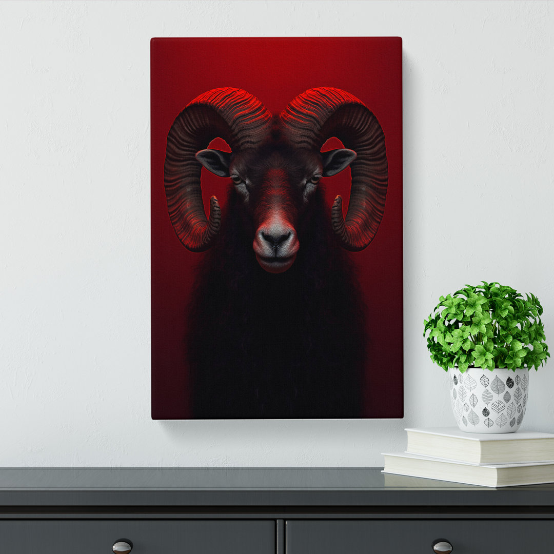 Ram Sheep Minimalism - Wrapped Canvas