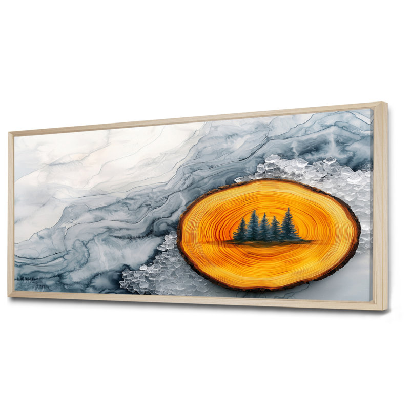 Dar Amber or du soleil rivière de cristal II - forêt, art mural, H 28 po x l 60 po, Impression encadrée flottante