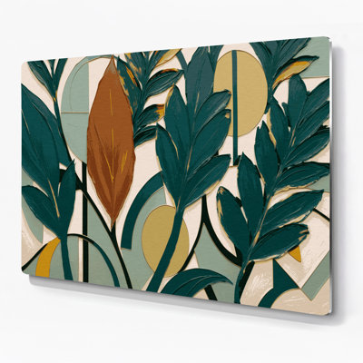 «Botanical Mid Century Modern Plant», art mural en métal vert