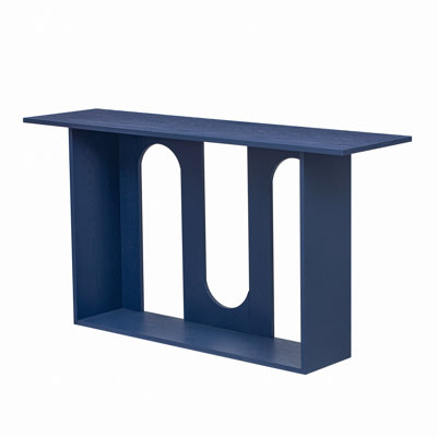 Modern Curved Design Ash Veneer Console Table With Shelf