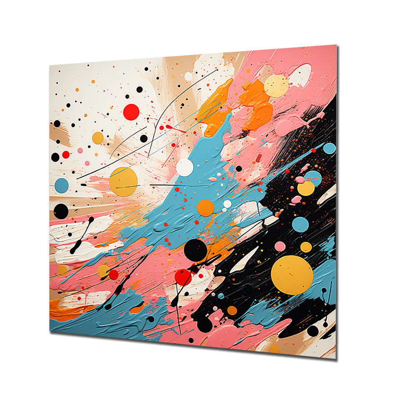 Bleu et rose abstrait Pop Fusion II - Art mural en métal Pop Art, H 16 po x l 16 po