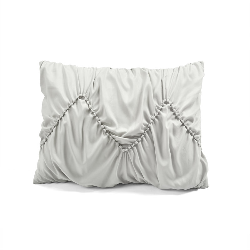 Light Gray Twin-XL Microfiber Ruched Chevron Comforter Set