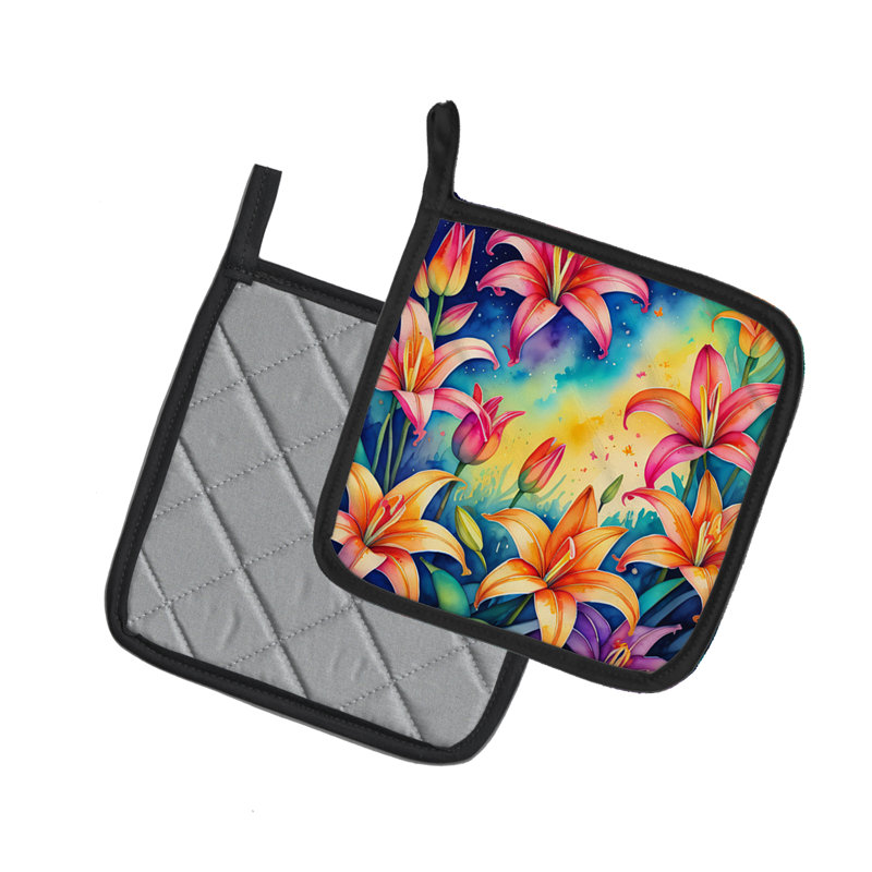 Paire de porte-casseroles lys colorés