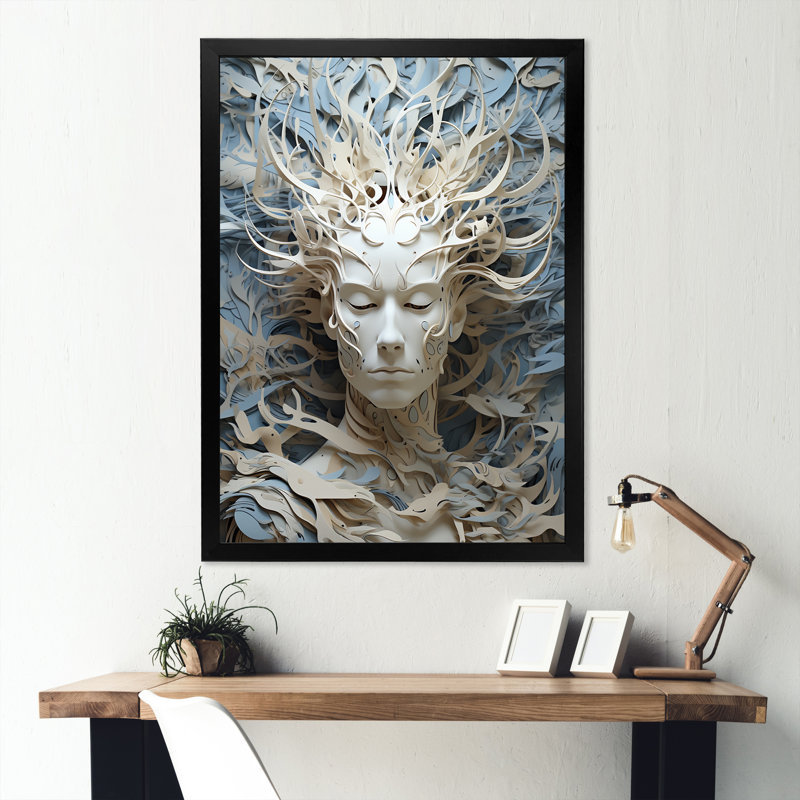 " Mythical Alien Creature Painting I ", 20" H x 12" W x 1" D, Black Single Picture Framed