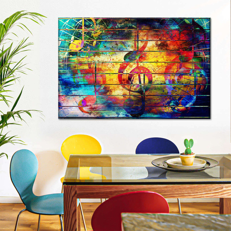 Abstrait musical sur toile, H 24 po x l 36 po x P 1,25 po