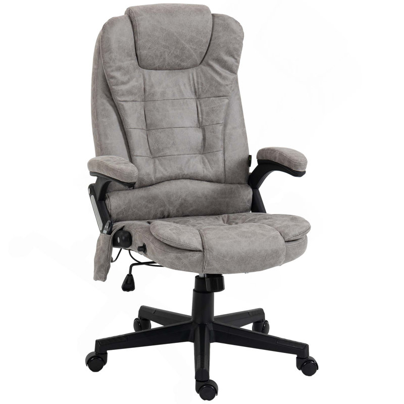 High Back Vibration Massage Office Chair With 6 Vibration Points, Pink, Microfiber Cloth
