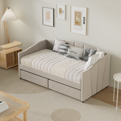 Eliana Twin Velvet Upholstered Daybed with Drawers -Solid Construction, Space Maximization by Red Barrel Studio