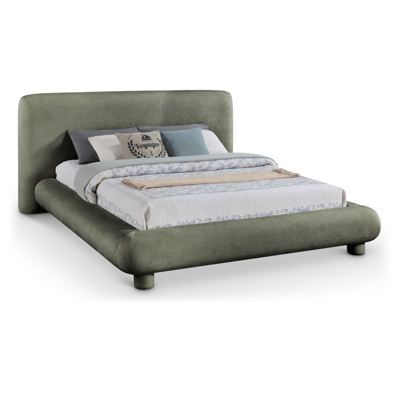 Lit en tissu de chenille Huckstep, Tissu chenille vert, King