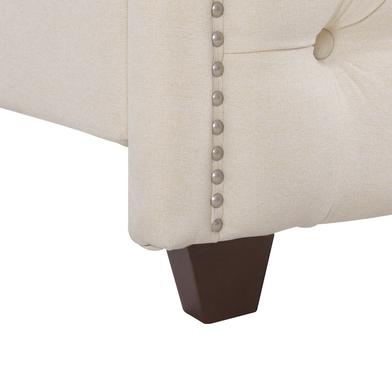 Coleman Upholstered Wingback Bed, Queen, Sky Neutral Beige Velvet