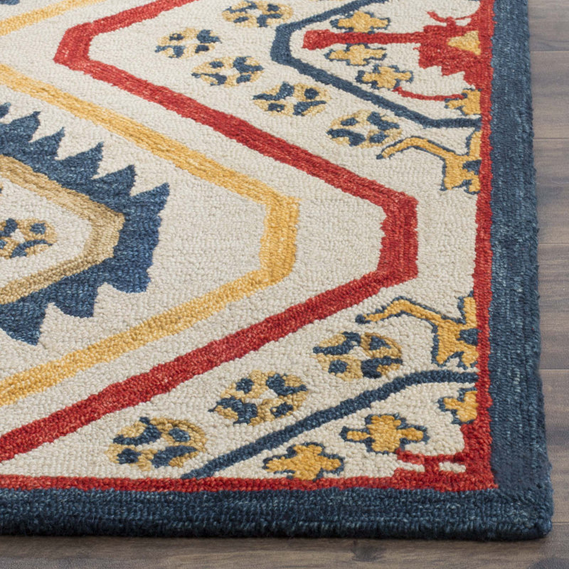 Tapis géométrique en laine touffeté à la main Deyoung, Rond 7 pi