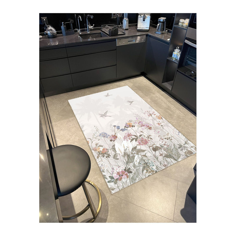 Tapis décoratif moderne lavable à la machine Spring, Carré 3 pi 3 po