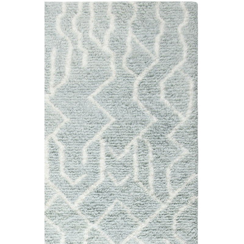 Baisden Hand Tufted Nz Wool/Cotton Southwestern Rug in Blue/Ivory, Rectangle 6' x 9'