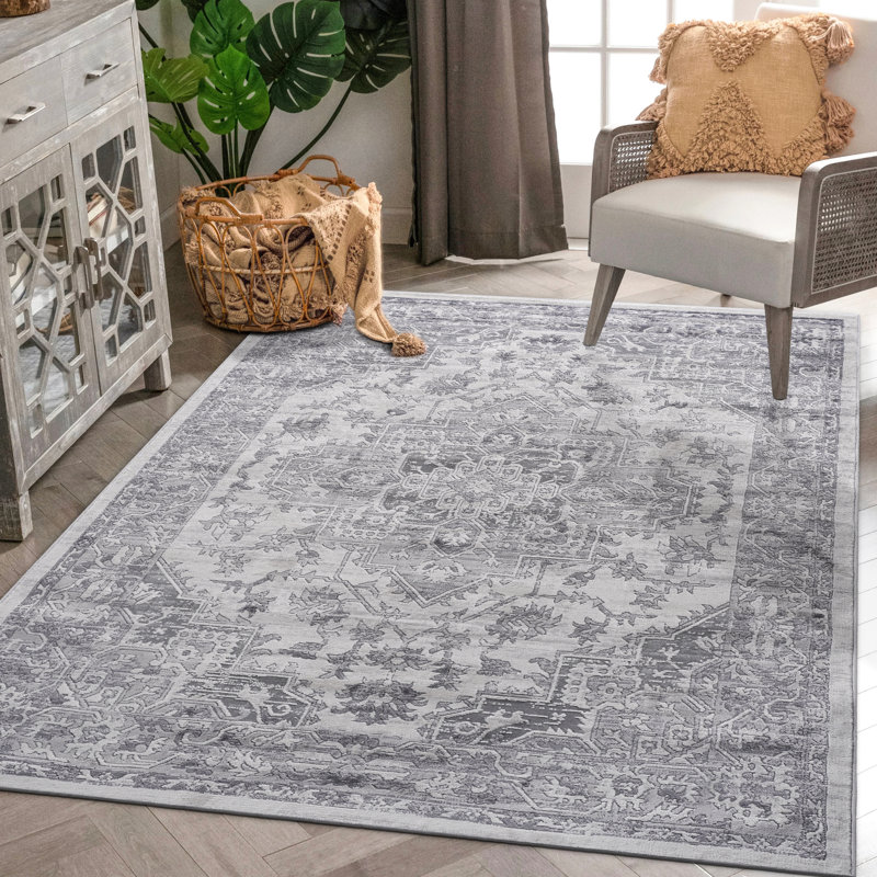 5X7 Silver Non-Shedding Carpet - Stain For Living Room, Bedroom, Dorm Study Stylish Area Rug Dining, Entryway, Kitchen