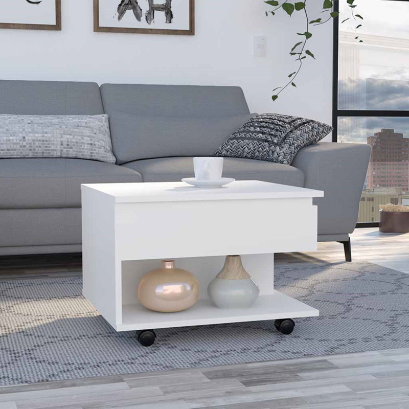 Nandan Lift Top Coffee Table with Storage, White