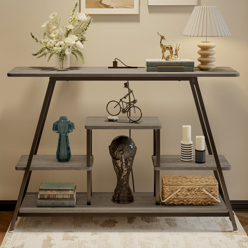 47.28'' Console Table with Charging Station, Gray