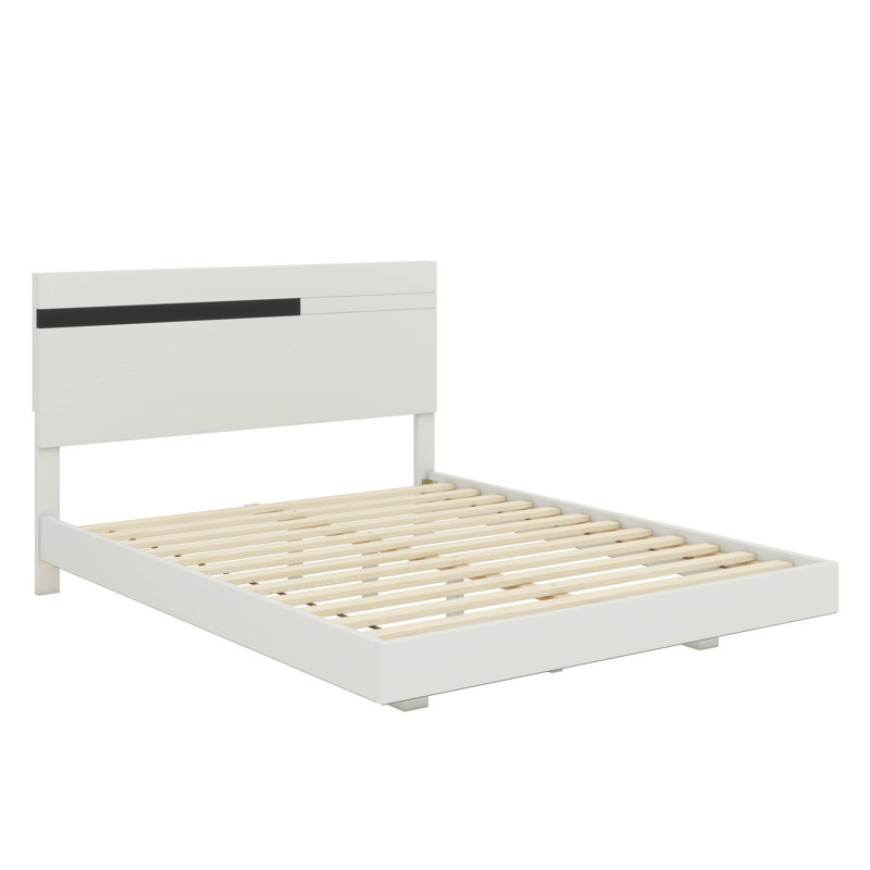 Sophisticated Queen 3-Piece Floating Platform Bed Set With Integrated LED Lights And Two Stylish Nightstands