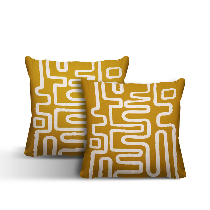 Coussin décoratif carré intérieur / extérieur Miroir, L 15 po x H 15 po, Jaune
