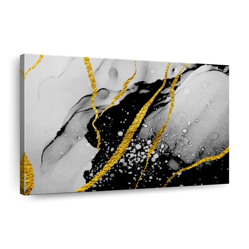 Impression sur toile abstraite feuille d'or, H 8 po x l 12 po x P 1 po
