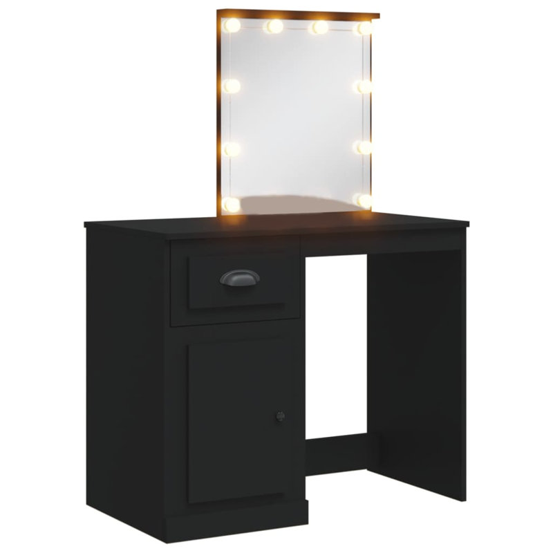 Dressing Table with Mirror, Black