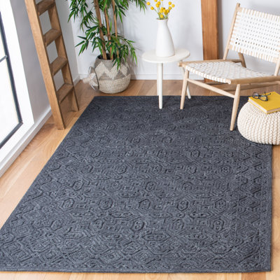 Thomes Hand Tufted Wool/Cotton Abstract Rug in Charcoal