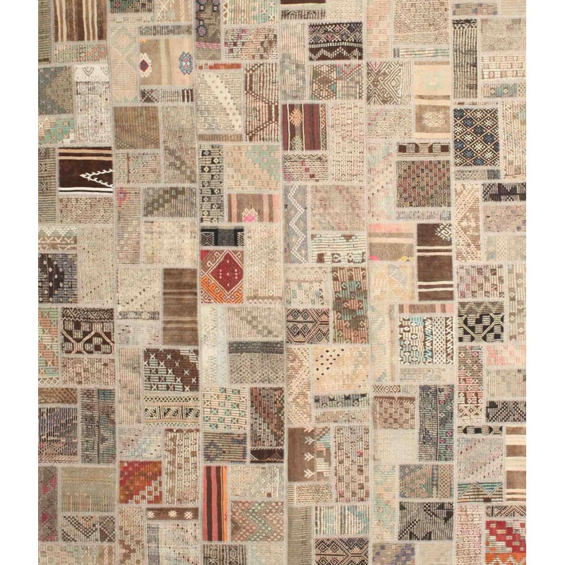 Tapis brun/vert/gris zone contemporaine, Rectangle 2 pi x 3 pi