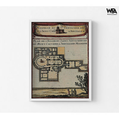 Carte antique de Jérusalem, art de la maison chrétienne, décoration de la maison Catholique, impression de la place de Dieu, art mural de la Bible, affiche de carte de la vieille Terre Sainte