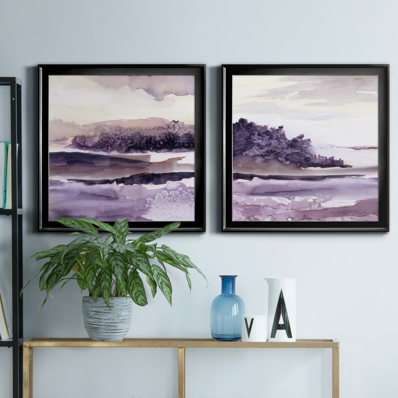 Plum Grove I - ensemble de 2 peintures sur toile encadrées, H 17,5 po x l 35 po x P 1,5 po, Noir
