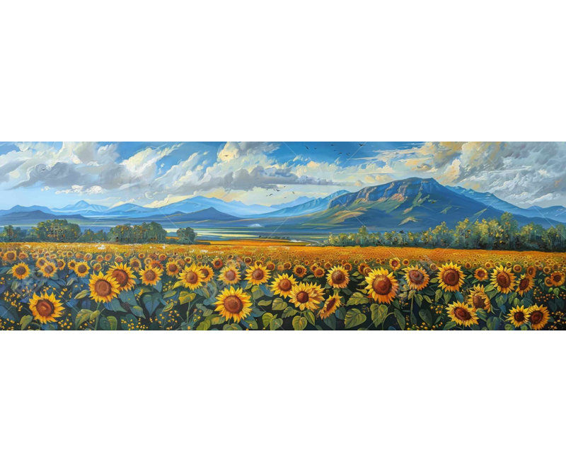 Sunflower Field - White Framed Canvas Home Decor Art Print