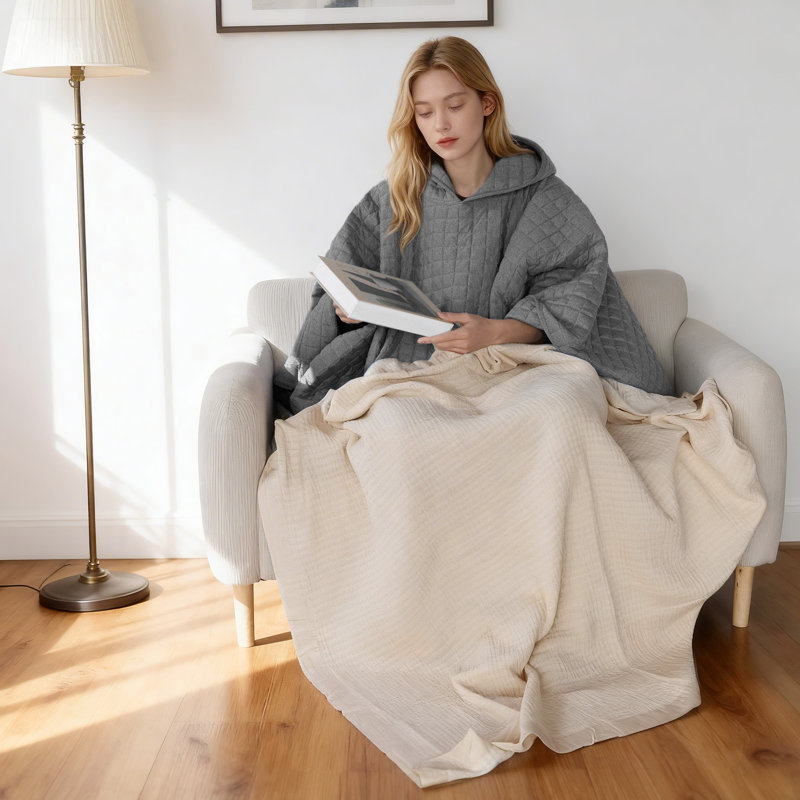 Couverture à capuche Snuggler, Gris