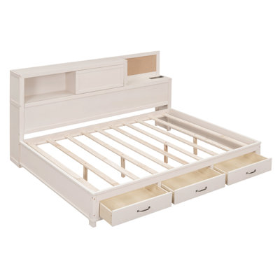 Wooden Daybed With 3 Storage Drawers