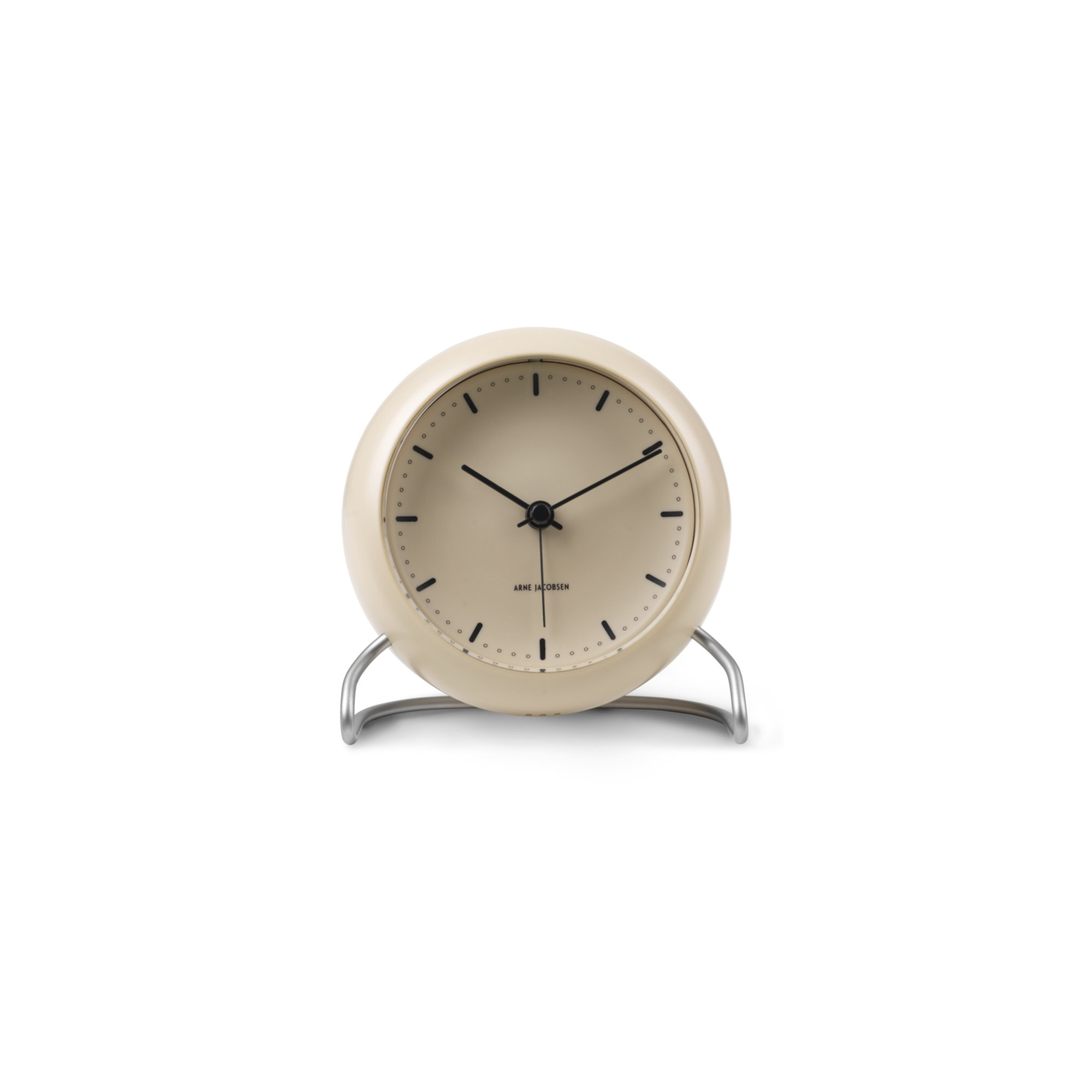 City Hall Analog Electric Alarm Tabletop Clock, Sandy Beige/Silver