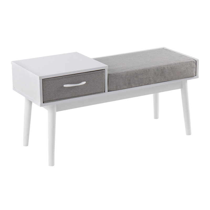 Himmel Polyester Blend Upholstered Storage Bench, White