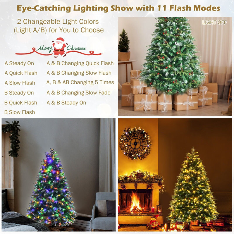 Lighted Artificial Pine Christmas Tree, 5 Ft