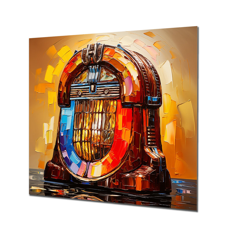 Popart Jukeboxes Neon Grooves 6 - Jukeboxes, art mural en métal, H 16 po x l 16 po