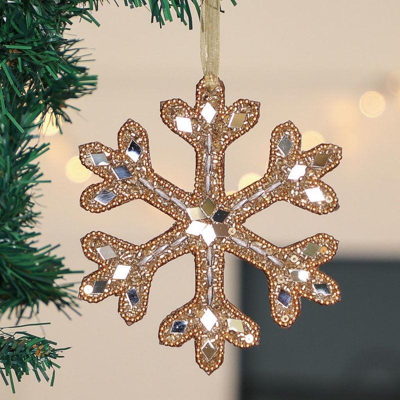12.5cm Handmade Wood Holiday Shaped Ornament, Gold