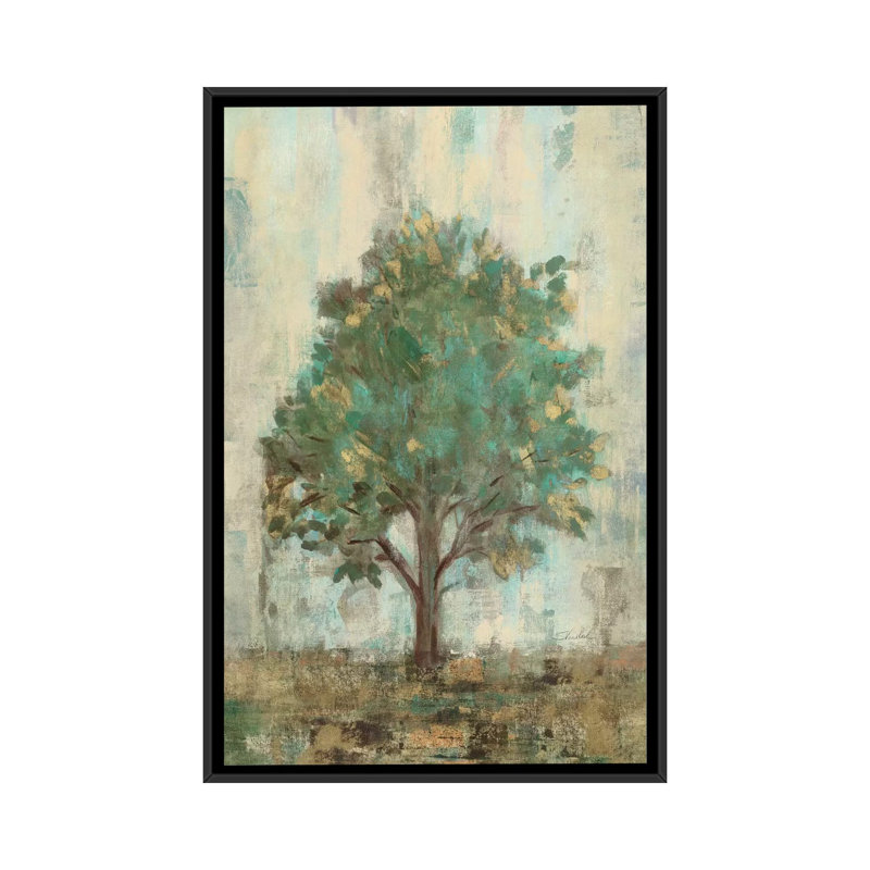 Verdi Trees I by Silvia Vassileva - Painting, No Matte, Black Framed, 26" H x 18" W x 1.5" D