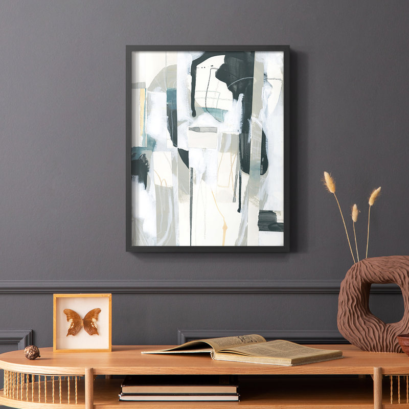 Sea Cavern Strata II, reproduction encadrée - bois massif, Cadre simple noir, H 28 po x l 22 po