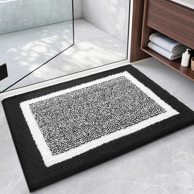 Tapis de bain avec envers antidérapant, L 30 po x l 20 po, Noir