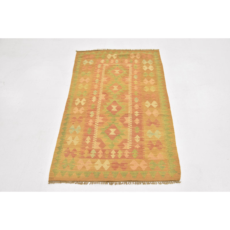 Tapis de zone en laine noué la 2 pi 7 po x 4 pi 3 po one-of-kind Elland